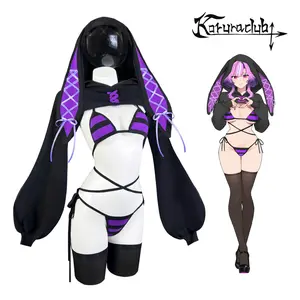 Koruraclub 2026 Hottest Picks Cute Striped Bunny Suit - Soft Breathable Daily Style - Party-Ready Outfit for Cosplay & Creative Projects Clothes Costumes Womenswear Day