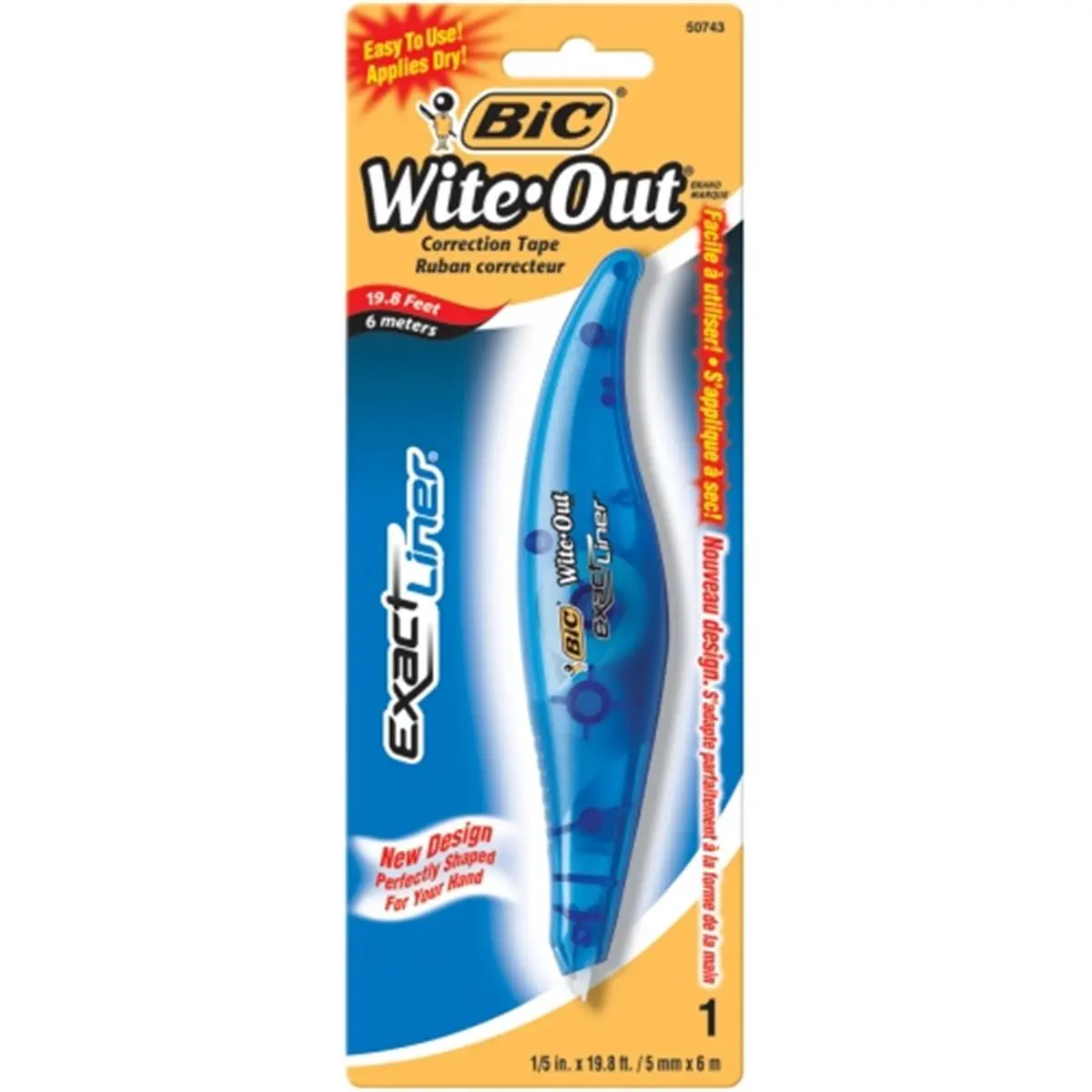 BIC Wite-Out Exact Liner Correction Tape, 1/5 in x 19.9 ft Adjustment Wheel Correction Tape, Ergonomically Shaped, Instantly Ready Office Stationery Writing Tool, 19.9 Feet Correction Tape, Printing
