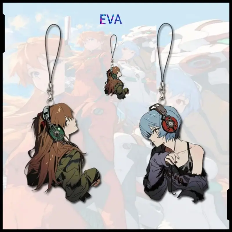 Evangelion Anime Basic Alloy Keychain - Asuka Ayanami Rei Peripheral, Casual Key Accessories, Patchwork Mobile Phone Chain, School Bag Accessory, Unisex Student Birthday Gift
