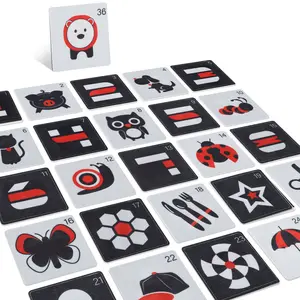 Infant Early Education Cards Cards Newborn Visual Stimulation Cards 0 to 3-6 Months, 18 Cards 36 Patterns, Educational Gift, Animals