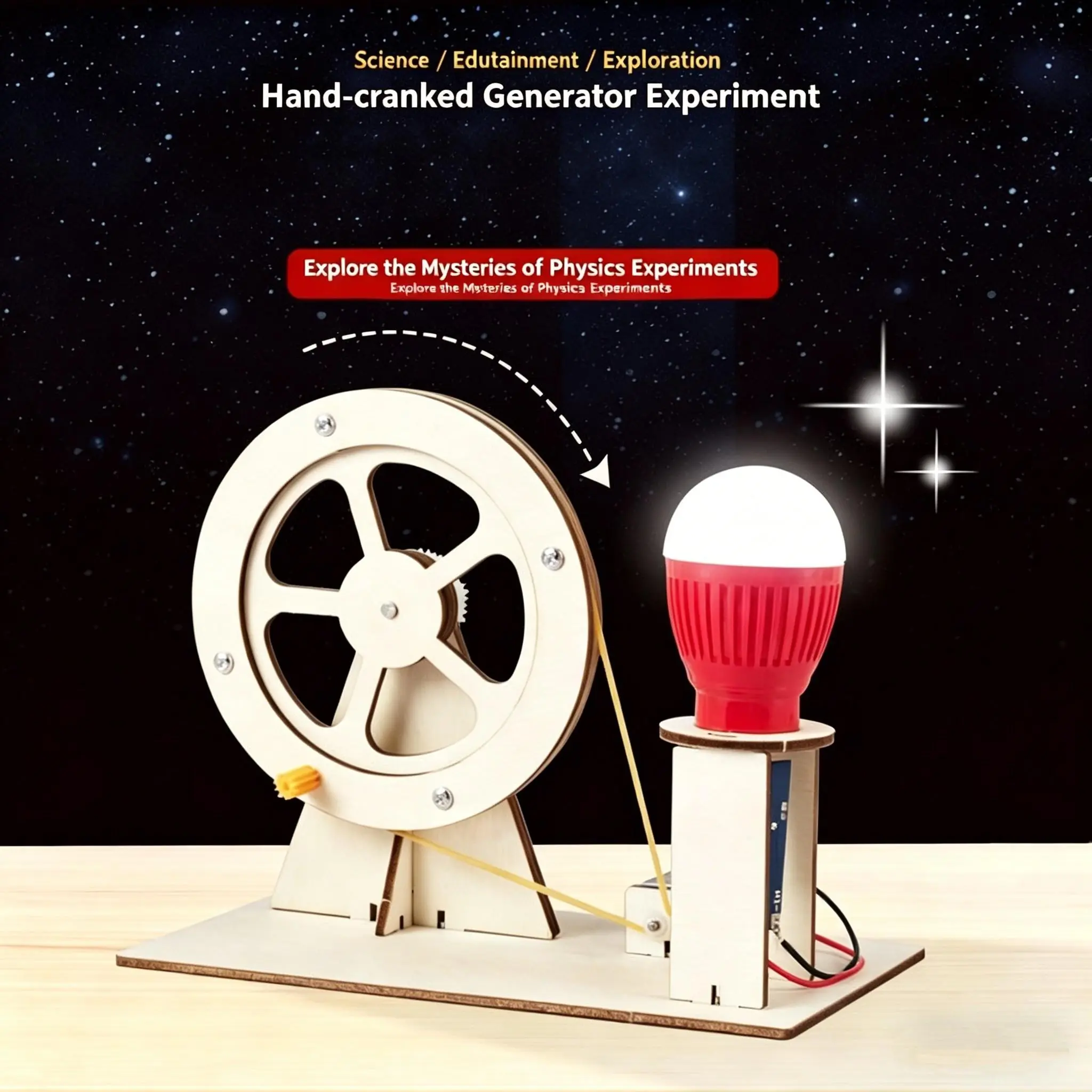 DIY Hand Crank Generator Science Kit, Educational Physics Experiment Toy, Manual Assembly Kids Stem Learning Tool, Creative Science Project
