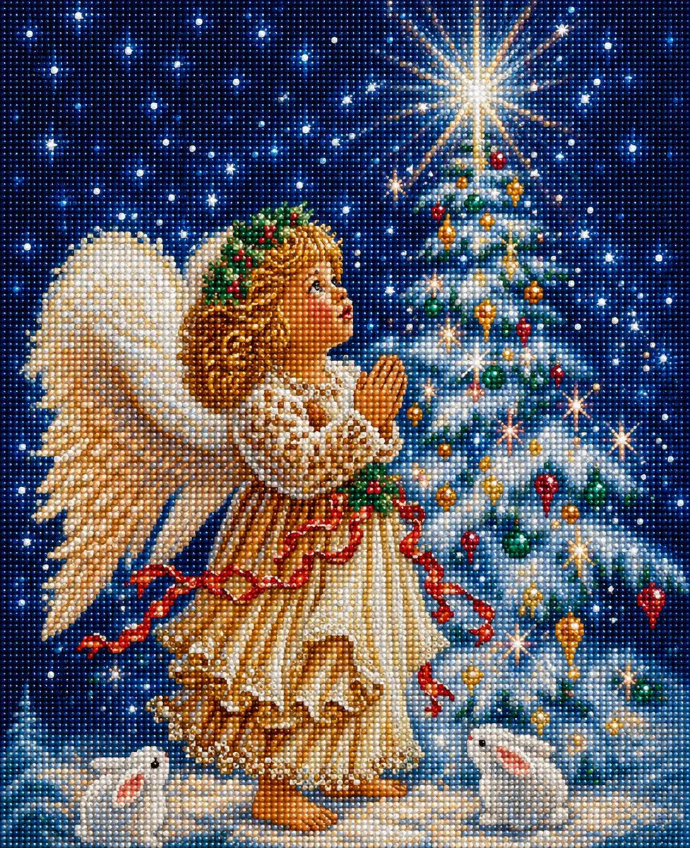 Praying Angel Child and Christmas Tree Diamond Painting Kit