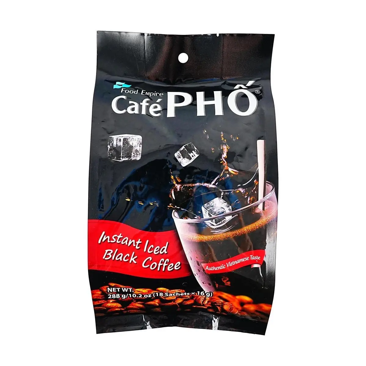 Food Empire Vietnamese Pho Instant Black Coffee - 18 Sachets, 288g | Rich & Aromatic "Vietnamese Iced Americano" Style Brew