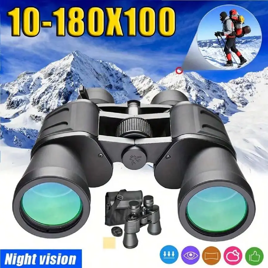 180x100 High Power Military Zoom Binoculars For Adults, Low Light Night Vision/Daily Waterproof / BAK4 Prism/FMC Lens, HD Professional Binoculars For Bird Watching, Hunting, Outdoor, Hiking