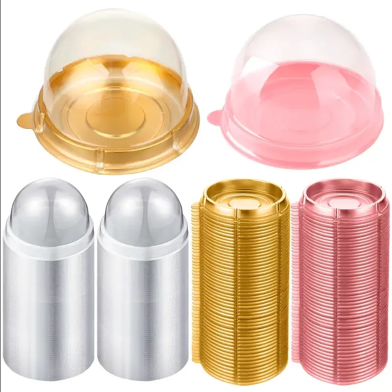 200/300 Pack Mini Clear Round Blister Boxes with Lids – Food Grade PET Dome Container for Bakery, Small Cakes, Egg Yolk Pastries – Stackable & Presentable