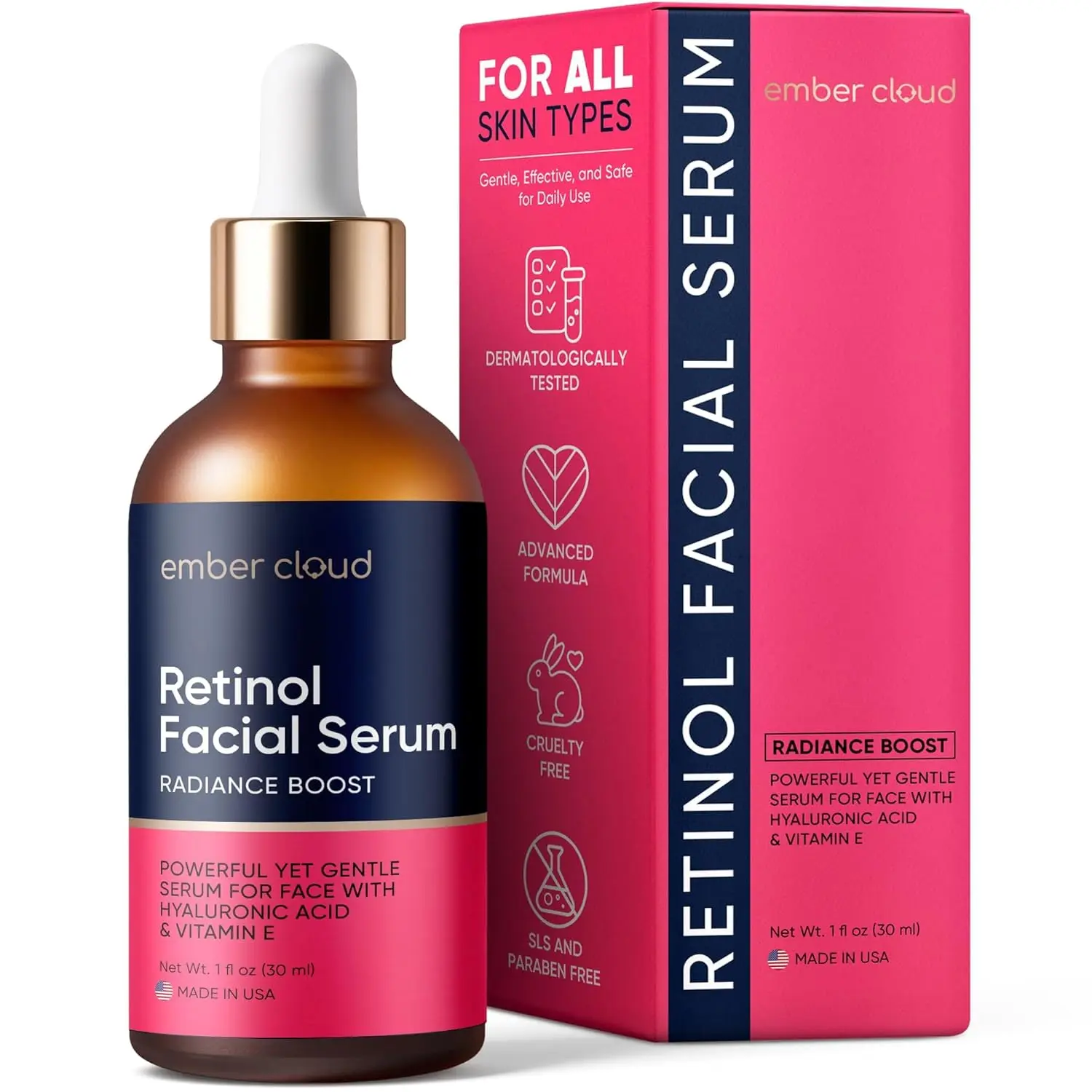 Retinol Serum for Face with Hyaluronic Acid, Vitamin E & Aloe Vera - Anti-Aging Serum
