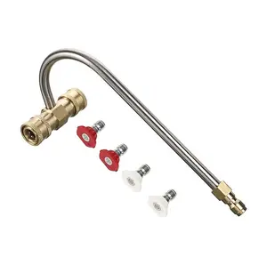 【fathersdaygift】Tool Daily Heavy Duty Pressure Washer Gutter Cleaner Attachment - 1/4 Inch Quick Connect, 4 Nozzle Tips, 4000 PSI, High Pressure Washer Accessory, Holiday Gift Option