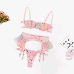 Exotic Lace Bra Set with and tutu Galter belt