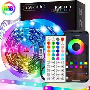 Smart LED Strip Lights with Wireless Infrared Remote Control, Color Changing & Music Sync with App Control, USB Powered, Ideal for TV Background, Bedroom Ambiance