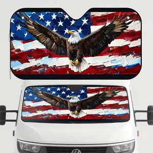 1pc American National Day Eagle Print Car Sunshade Cover – Universal Fit Windshield Sun Visor, Keep Your Vehicle Cool, Stylish & Protected from Sunlight, Includes 4 Suction Cups for Easy Installation!