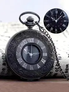 Vintage Flip Cover Pocket Watch, Classic Roman Numerals, Unisex Necklace, Quartz Large Numbers, Elderly Pendant Watch Gift, Casual Analog Watch, Quartz Analog Watches