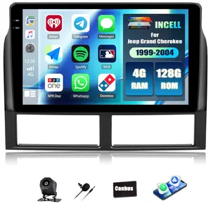 4+128GB Car Radio Stereo for Jeep Grand Cherokee 1999-2004, 9" Incell 1280 * 720 Touch Screen Head Unit with Android 15 CarPlay Android Auto GPS Navigation Bluetooth FM RDS Backup Camera fathersdaygift