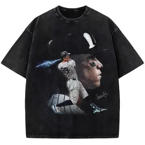 Aaron New York Custom Comic Style Baseball Custom Graphic T-Shirt Crewneck Cotton Menswear Top