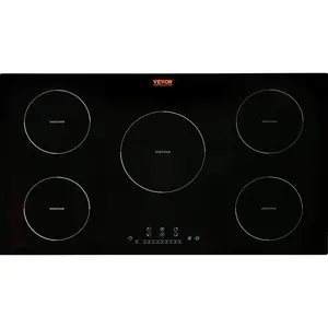 VEVOR Electric Cooktop, 5 Burners, 36'' Induction Stove Top,-in Magnetic Cooktop 9200W, 9 Heating Level Multifunctional Burner, LED Touch Screen w/ Child Lock & Over-Temperature Protection