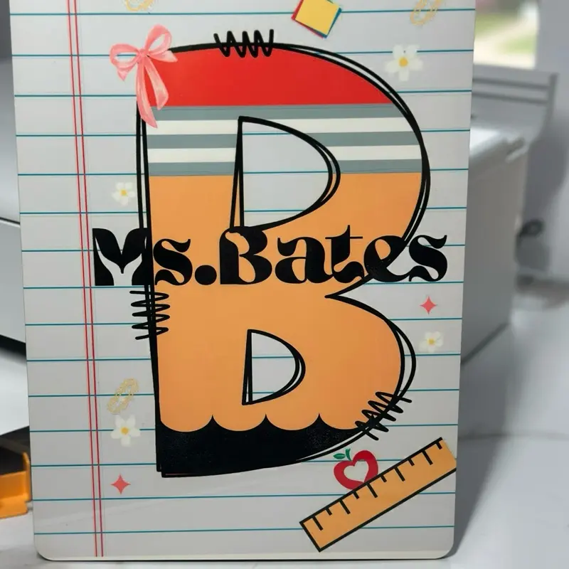 Custom Clipboard with Ms Bates Design and Ruler Illustration - Personalized Note Pad Accessory