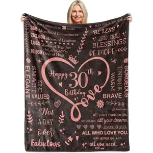 30th Birthday Gifts Blankets for Women,Happy 30th Birthday Unique Gifts Throw Blanket for Women Him or Her Women,30thBirthday Decorations Gift Ideas Best Birthday Blanket Rose Golda