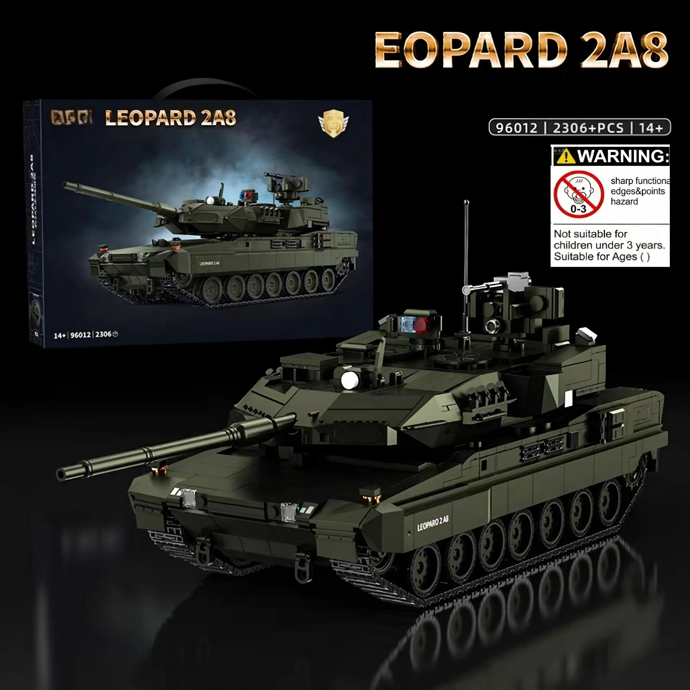 Leopard 2A8 Main Battle Tank Model Building Blocks Set - 2306 Pieces, Large Size Adult Assembly Toy, Military Enthusiast Collectible Decoration, Birthday & Christmas Gift, Building Block Sets