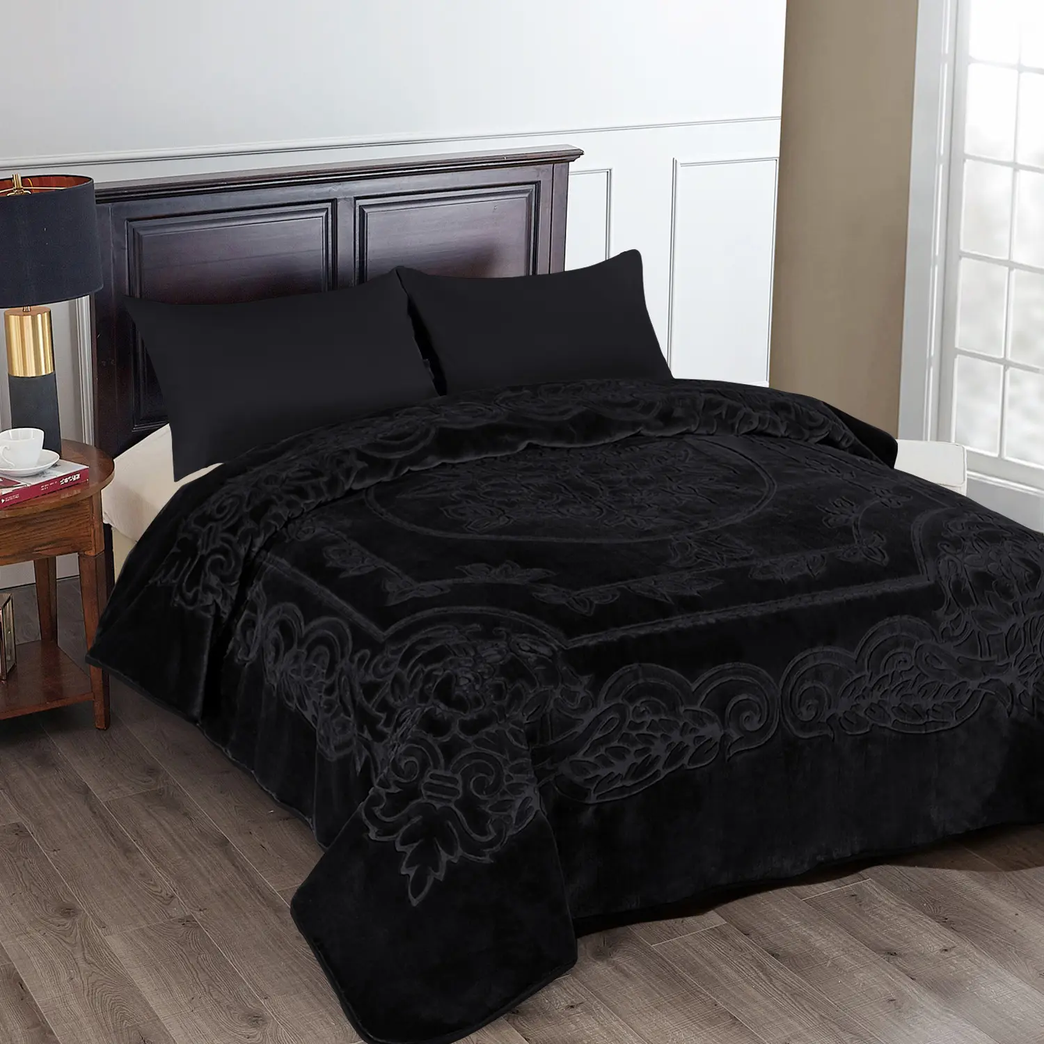 Embossed Raised Texture Plush Flannel Cozy Throw Blanket - 7 Solid Colors, Thick Soft Warm, Floral Pattern, Modern Home Decorative Bedding for Bed & Sofa, Ideal Family Gift