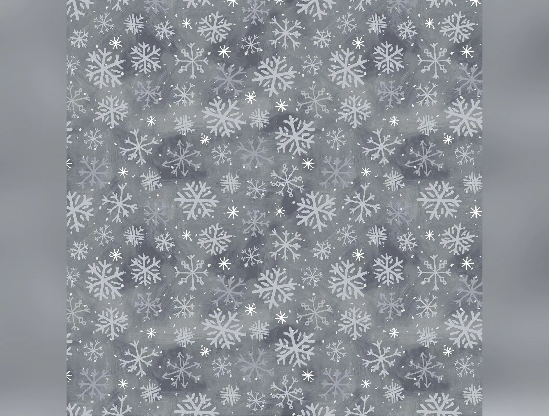 Snowtime | FLANNEL Snowflakes - Gray by Anita Jeram for Clothworks | Y4557-6