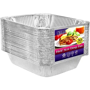 Aluminum Pans Half Size 9X13 Extra Heavy Duty Disposable Foil Pans For Baking 30 Pack Roasting & Chafing Deep Tin Foil Bakeware Steam Table Tray Cookware Food Prepping Cake & Oven Pan