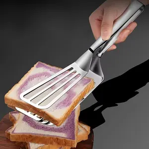 1pc Heavy-Duty Kitchen Use, Stainless Steel Construction, Non-Slip Grip, Dual-Sided Spatula & Clamp for Flipping, Turning, Gripping, Ideal for Grilling, Frying, BBQ, Space-Saving Design, Grilling Essentials, Barbecue Utensils, Kitchenware