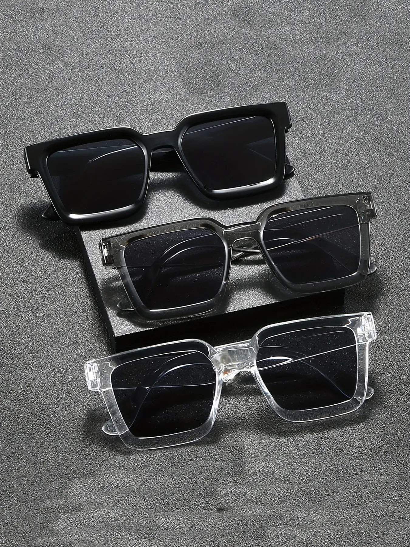 Vintage Square Frame Stylish Sunglasses Set, Classic Shades, Simple High-End Fashion Eyewear for Men & Women, Perfect for Summer Outdoors Beach Travel Dates