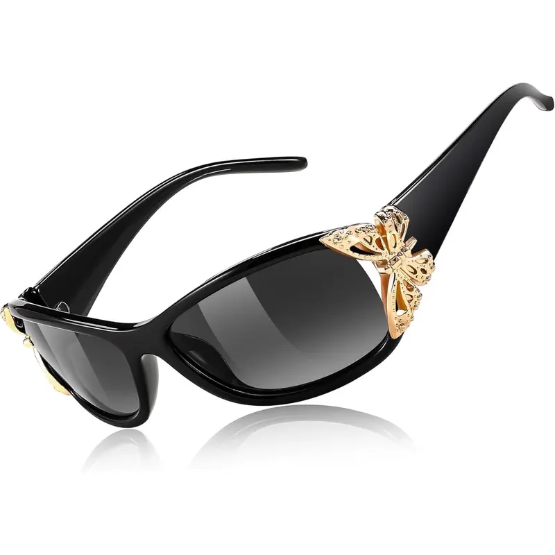 EyeconicFinds Y2K Polarized Vintage Sunglasses - Wrap-Around Butterfly Frames, UV400 Protection, Trendy Shades, 122mm Leg Length, 20mm Nose Bridge, Lightweight Allday Eyewear (B0078)