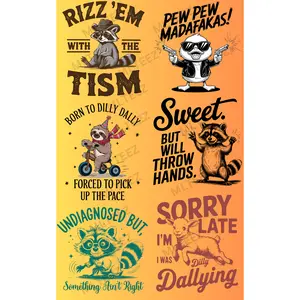 RIZZ'EM WITH THE TISM PREMADE GANGSHEET - 22X36  DTF TRANSFERS - DIRECT TO FILM