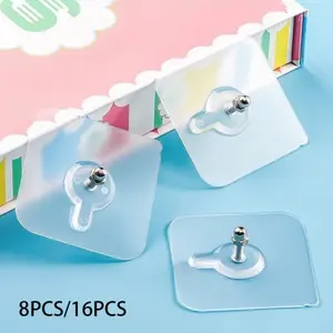 8-Pack Invisible Hooks, Removable Hooks, Frame Hangers, No-Drill Strong Adhesive, Wedding Photo Special, Wall Mounting Accessories