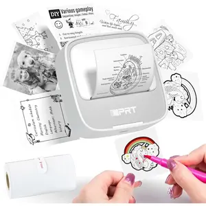 Portable Sticker Machine with 1 Roll Sticker Paper, Mini Printer Efficiently and Quickly, Printer For Notes,Pictures,DIY,Label, App with Multiple Templates, Grey
