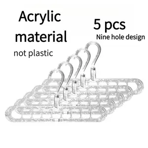 Daily Nest 5-Pack Heavy-Duty Foldable Acrylic Hangers Pro with 9 Holes Anti-Slip Space-Saving Clothes Organizer for Closet Wardrobe and Dorm Storage Not Plastic