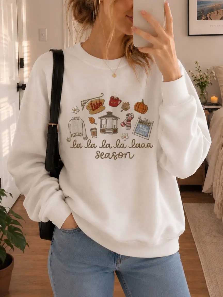 Gilmore Girls Embroidered Sweatshirt, La La La La Laaa Season Shirt, Annual Autumn Festival, Gifts for Best Friend Cozy Sweater