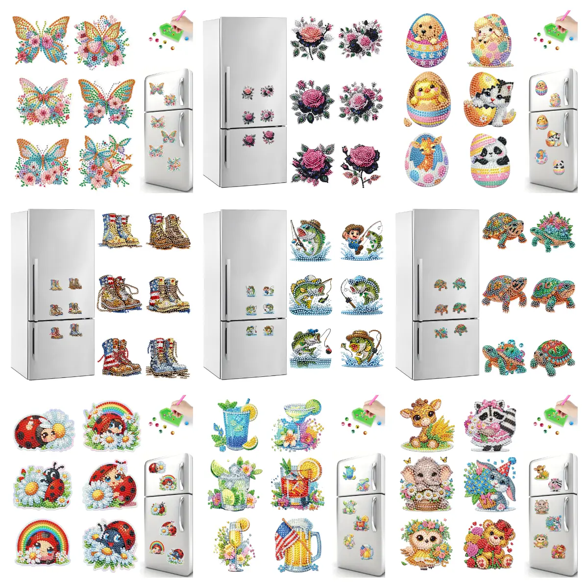 6PCS DIY Special Shape Diamond Painting Fridge Magnet Sticker for DIY Art Crafts For Refridge Car and Door, Diamond Art Magnets, Fridge Magnet Set