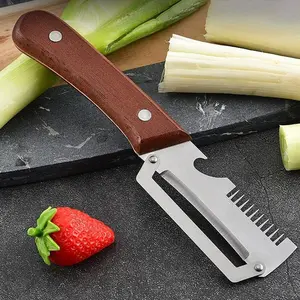 1count/2counts Three-In-One Stainless Steel Chopper, Vegetable Peeler, Bottle Opener, Sharp Blade, Wooden Handle, Ergonomic Non-Slip Design, Comfortable Grip