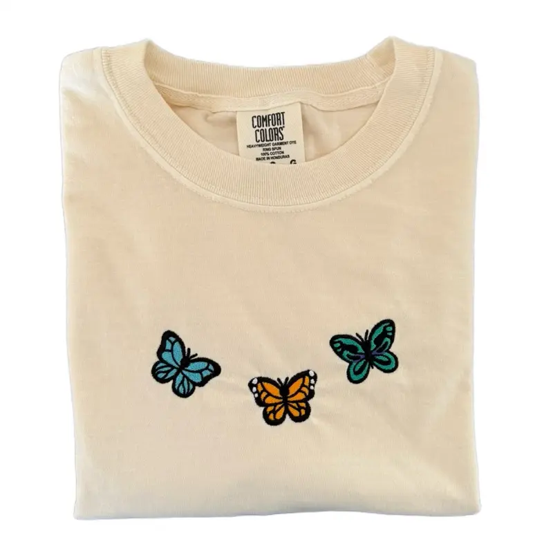 Island Butterflies Embroidered Unisex Comfort Colors T-shirt