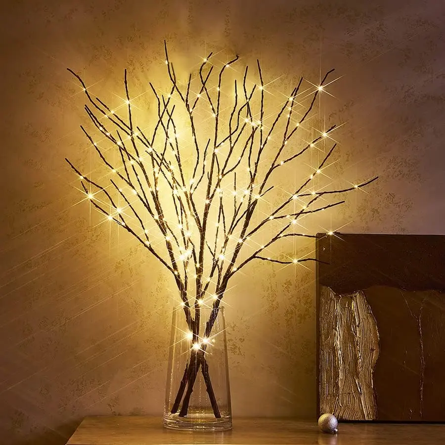 Lighted Brown Twig Branches Plug in with Dimmer and Timer 30IN 150 LED Fairy Lights, Lighted Willow Branches for Indoor Outdoor Spring Christmas Room Wedding Decoration (Vase Excluded)