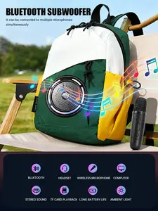 Wireless Speaker Backpack with LED Light Music Player, USB Charging Portable Travel Bag, Ideal for Outdoor Parties, Casual Style