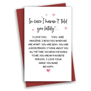 Letter Print  Anniversary Card, 1 Set Romantic Greeting Card, Unique Gift Card for Wife Husband Boyfriend Girlfriend, Custom Message Card