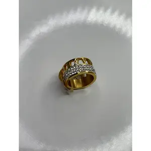 Numeric Gold Bling ring stainless steel