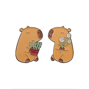 Cute Capybara Design Brooch, Enamel Pin Suitable for Backpacks, Jeans, Scarves, Hats Decoration, Trendy All-match & Exquisite Brooch for Birthday Gift