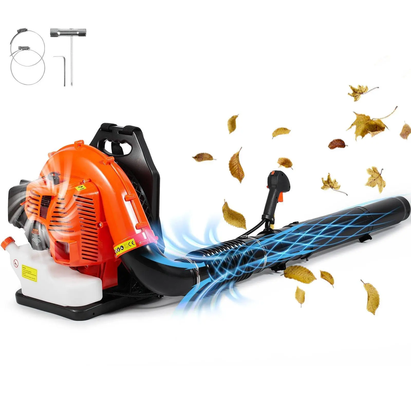 VEVOR Portable Backpack Gas Leaf Blower, 79cc 2-Cycle Gas Powered, 3L Fuel Tank, 930CFM Air Volume, 184MPH Air Speed, Garden Tool Kit with Socket Wrench & Hex Wrench for Lawn Care