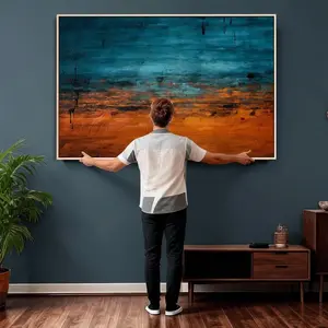 [Sale off up to 50%] [Free ship] [No Frame] Teal Orange Abstract Wall Art Canvas Print Modern Large Statement Artwork