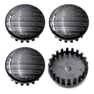 4PCS Set Custom 3 1/4" 83mm Hubcaps with Black US Flag for Tahoe Suburban Silverado 1500 Sierra Yukon Denali 2014-2020 Car Hub Wheel Center Caps Cover Part# 22837060