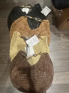 Viamail Bag Diva Crochet Bag with Gold Twist Bar Handle
