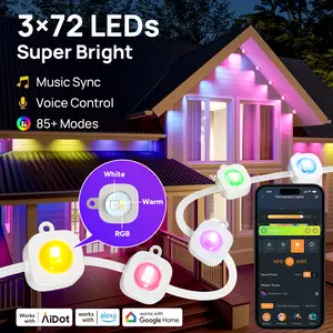 Linkind Smart Permanent Outdoor Lights 100ft RGBTW Christmas Lights 85 Scenes Modes IP67 Waterproof Alexa & Google Assistant Compatible for Daily Holiday Decorations