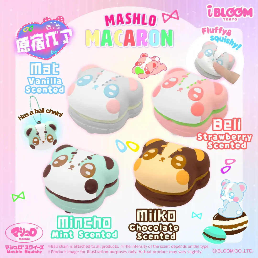 iBloom Squishy Mashlo Macaron Harajuku Bear Kawaii Soft Scented Slow Rising Stress Relief