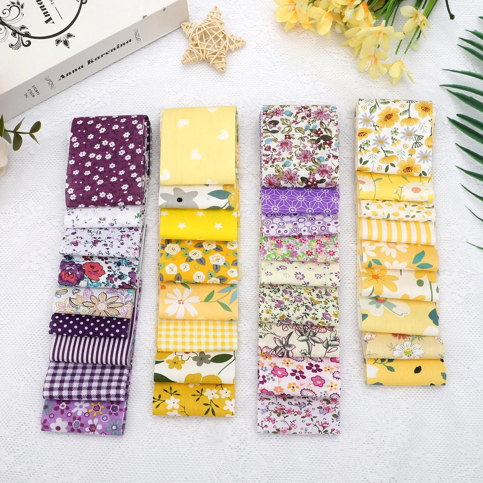 80Pcs Floral Cotton Quilting Fabric Bundles - 2.55 x 19.7" vintage Fabric Rolls,Precut Craft Fabric Strips,DIY Crafting Quilting Material,for Patchwork Sewing,Sewing Supplies tool