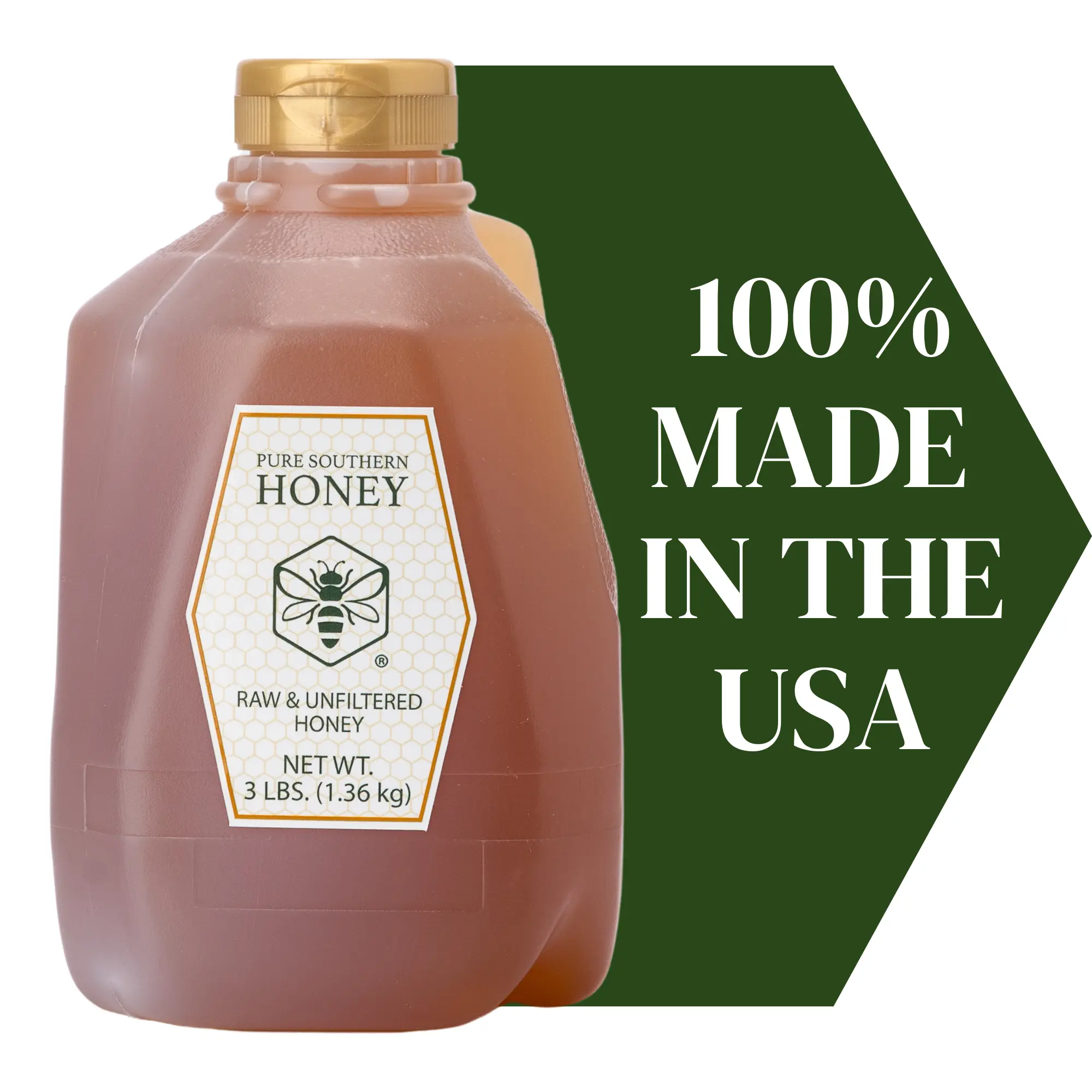 Pure Southern Honey- Raw & Unfiltered Honey - 3lbs Flavor Sweet Pure Southern Honey- Raw & Unfiltered Honey - 3lbs Flavor Sweet