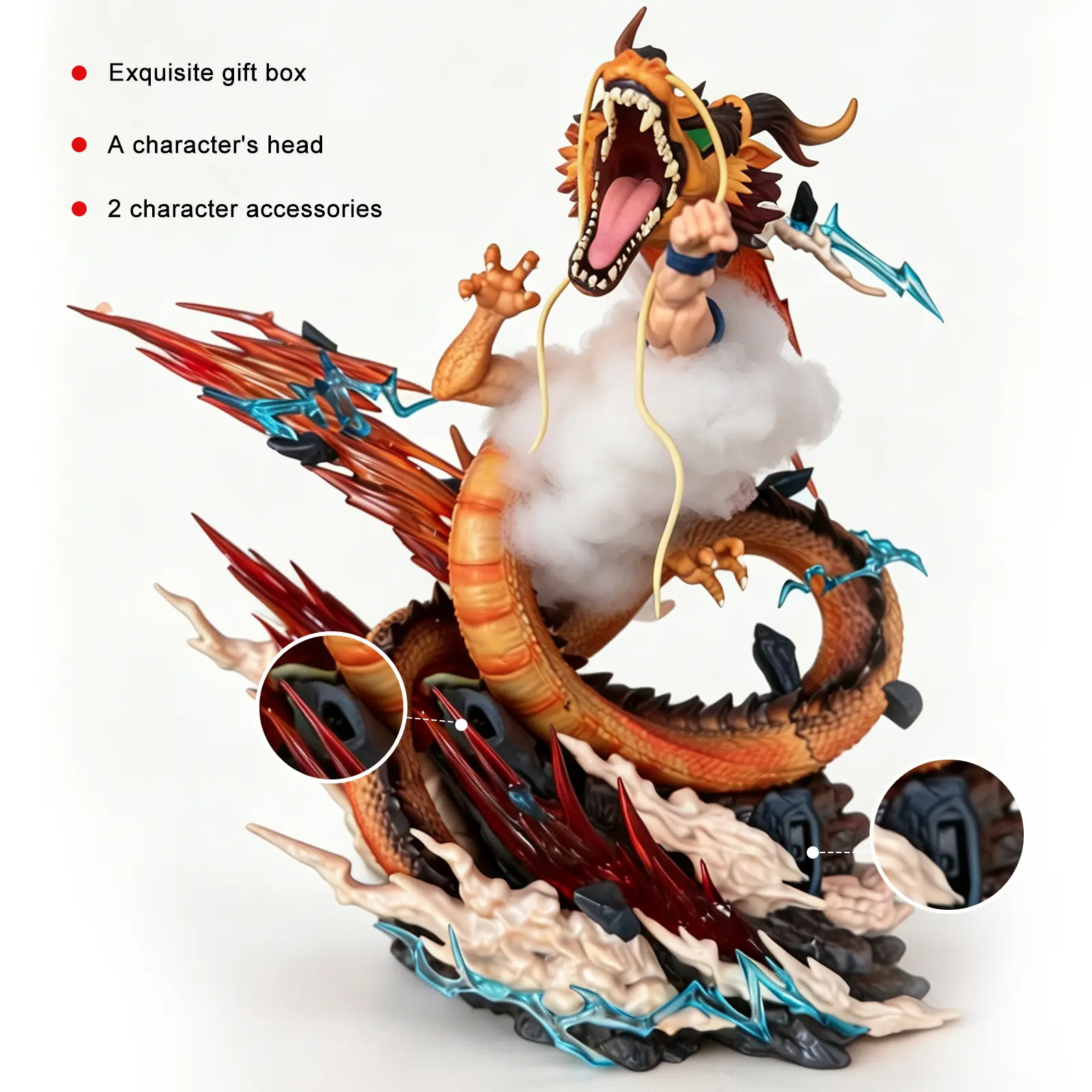 DBZ Dragon & 3 Father-Son Character Figure Set（27cm）- PVC Statue with Premium Gift Box, Anime Collectible Home Decor for All Holidays