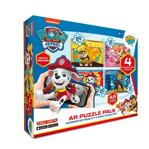 HoloToyz PAW Patrol AR Jigsaw Puzzle 4-in-1 Set with 3D Interactive Characters Chase Marshall Skye Rubble for Kids Ages 3+